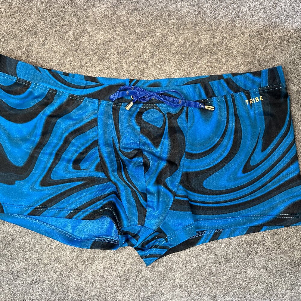 Tribe Men’s Swim Shorts – Size 3XL – Blue Swirl Print